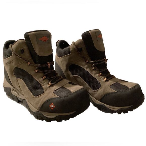 Men's Merrell Work Moab Onset Mid Composite Toe Waterproof Boots - Picture 2 of 4